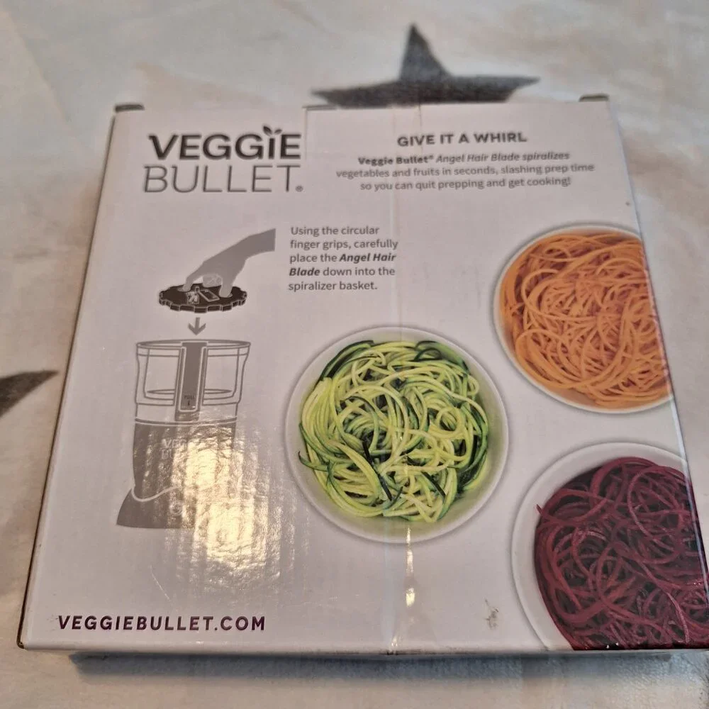 Veggie Bullet Spiralizer Angel Hair Blade with Case, 2 mm Steel Cutter VBR-U0202